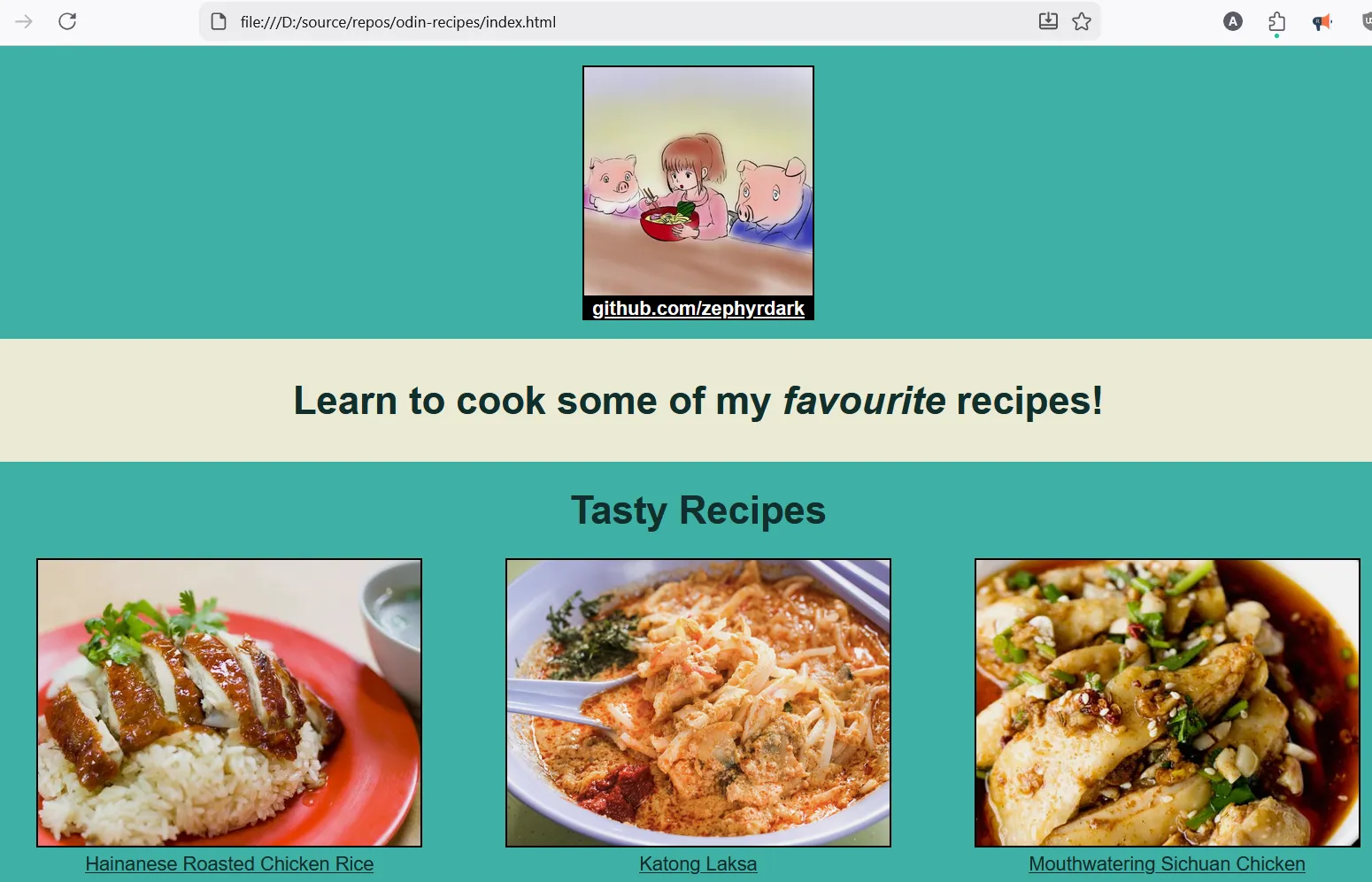 Alvin's Odin Recipes HTML project